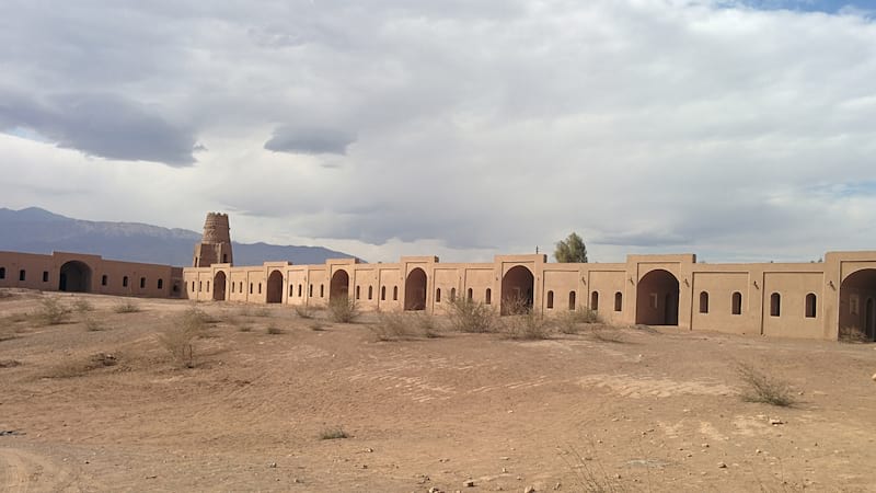 shafie abad carvansaray in shahdad desert at cloudy day in near kerman